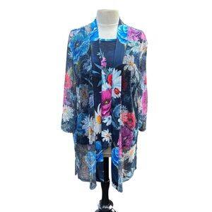 Kamana Floral Mesh Cardigan & Tank Top Set - Women’s XL